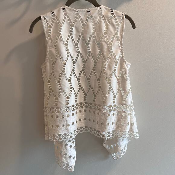 Alberto Makali White Boho Open Front Vest Size XS - Picture 5 of 6